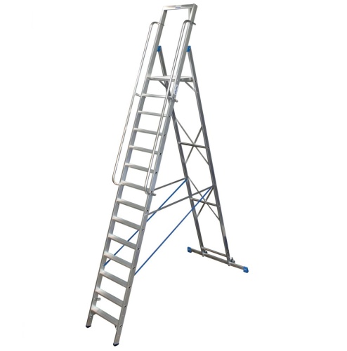 Стремянка алюминиевая Krause Stabilo с большой площадкой 14 ступеней (арт. 127846) от магазина ЛесКонПром.ру