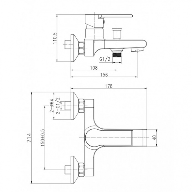 Смеситель для ванны Cersanit Brasko Black черный от магазина ЛесКонПром.ру