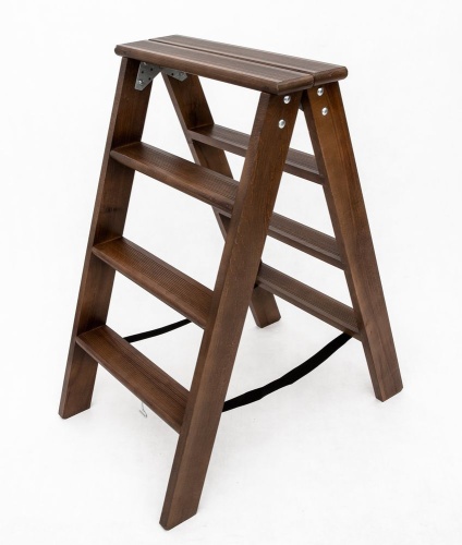 Стремянка двухсторонняя деревянная Hoz-Block Марк 4 ступени Черная (арт. ДДС-4Ч) от магазина ЛесКонПром.ру