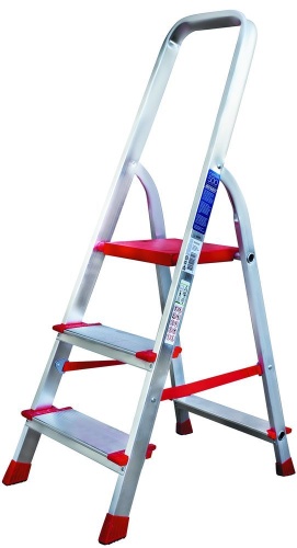 Стремянка алюминиевая профессиональная с широкими ступенями Новая Высота 3 ступени (арт. 3117103) от магазина ЛесКонПром.ру
