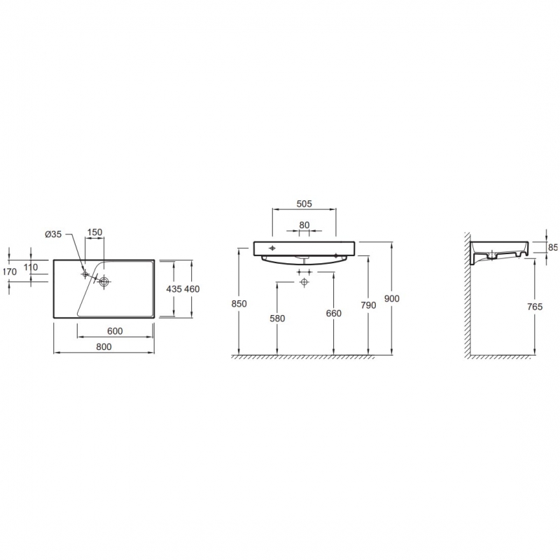 Раковина Jacob Delafon Rythmic 80 EXO112-00 Белая от магазина ЛесКонПром.ру