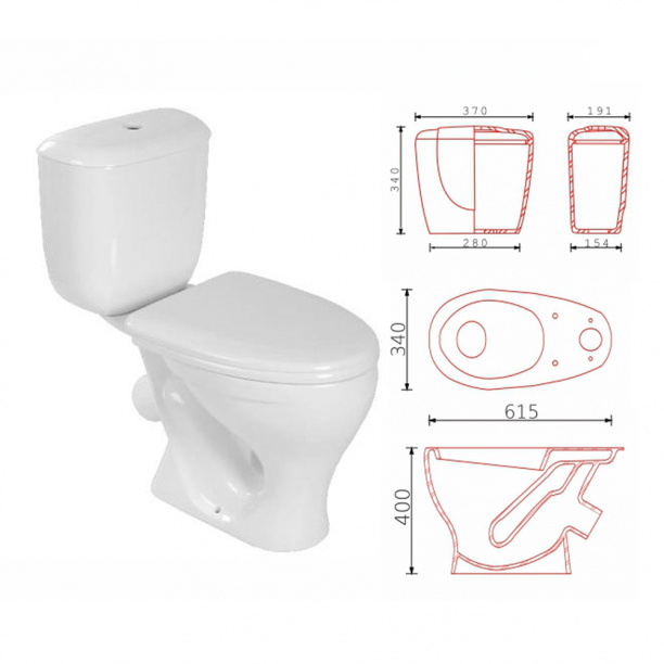 Унитаз-компакт Gesso Луна с сиденьем от магазина ЛесКонПром.ру