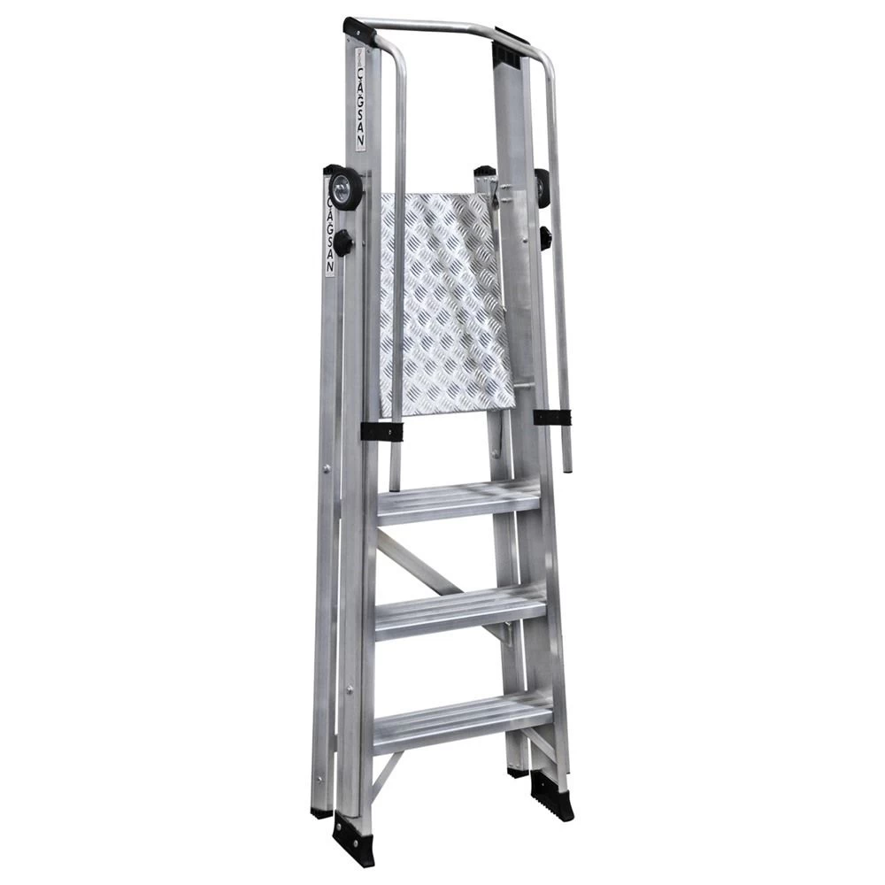 Складская профессиональная алюминиевая стремянка 4 ступени CAGSAN арт.VE3 от магазина ЛесКонПром.ру