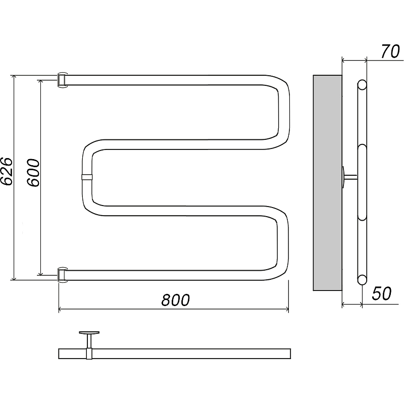 Водяной полотенцесушитель Grota Kamelo 600х800 Хром от магазина ЛесКонПром.ру