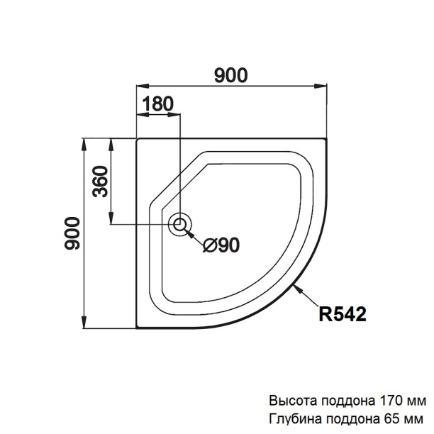 Душевой поддон 1ACReal 90х90 см квадратный от магазина ЛесКонПром.ру