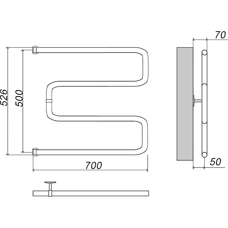 Водяной полотенцесушитель Grota Kamelo 500х700 Хром от магазина ЛесКонПром.ру