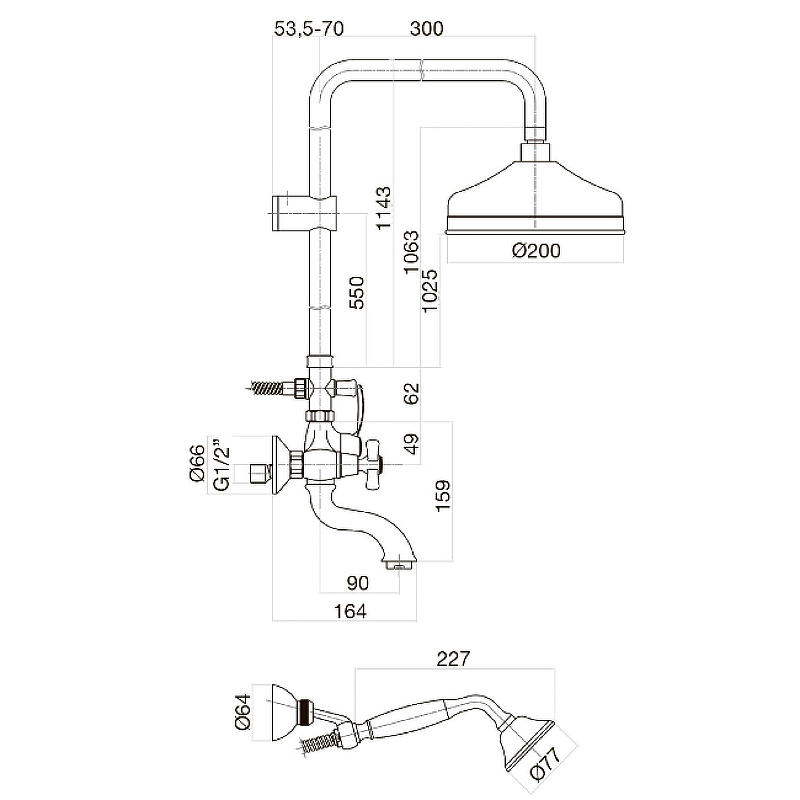 Душевая система Webert Armony AM721208015 Хром от магазина ЛесКонПром.ру