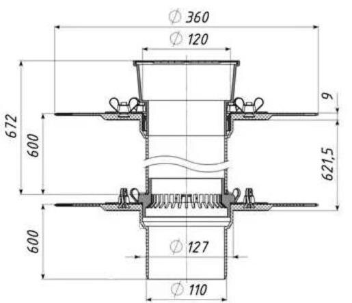 Воронка кровельная ТАТПОЛИМЕР ТП-10.100/6-Э двухуровневая от магазина ЛесКонПром.ру
