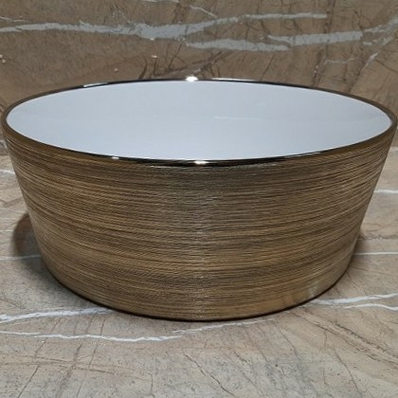 Раковина-чаша CeramaLux 37 C1055 Бело-золотая от магазина ЛесКонПром.ру