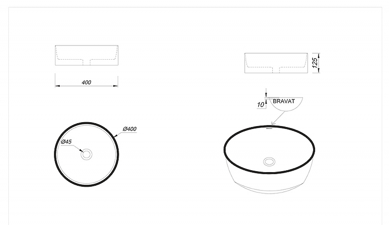 Раковина-чаша Bravat 40 C22357K-ENG Черная от магазина ЛесКонПром.ру
