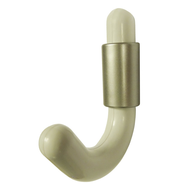 Крючок мебельный пластиковый малый белый/металлик от магазина ЛесКонПром.ру