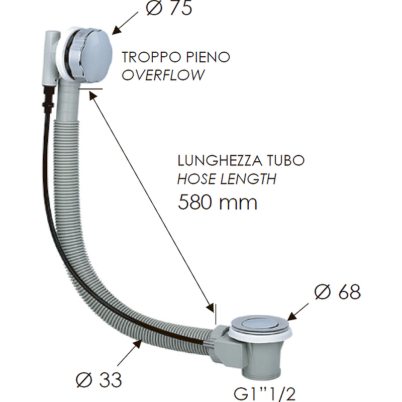 Слив-перелив Remer 96P автомат Хром от магазина ЛесКонПром.ру