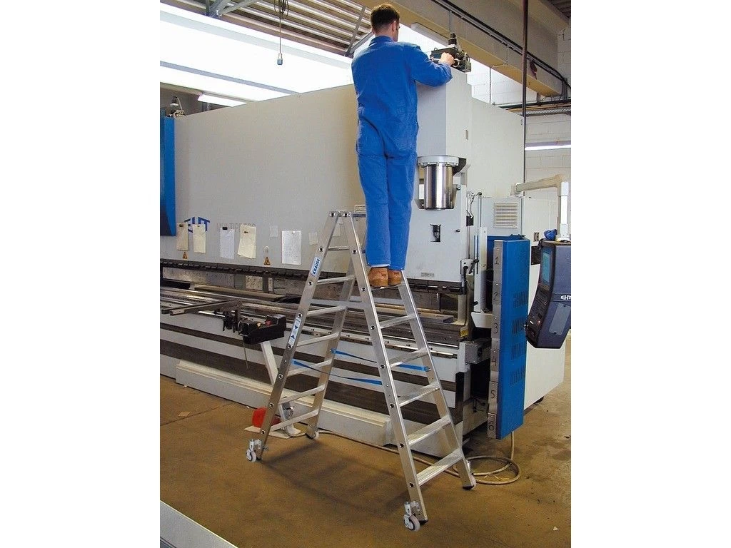 Стремянка алюминиевая двухсторонняя Krause Stabilo с роликами 2х5 ступеней (арт. 124838) от магазина ЛесКонПром.ру