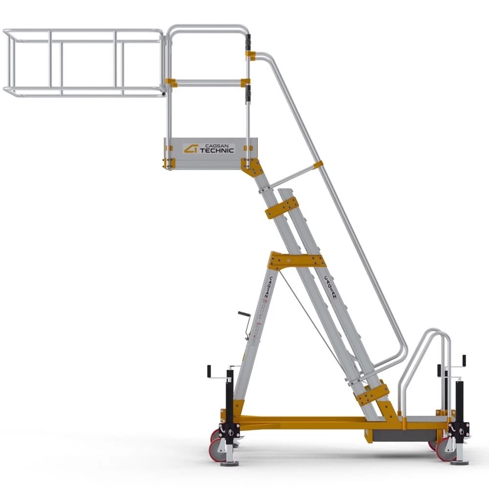 Алюминиевая промышленная платформа 8 ступеней CAGSAN односторонняя с регулировкой по высоте (арт.YP250) от магазина ЛесКонПром.ру