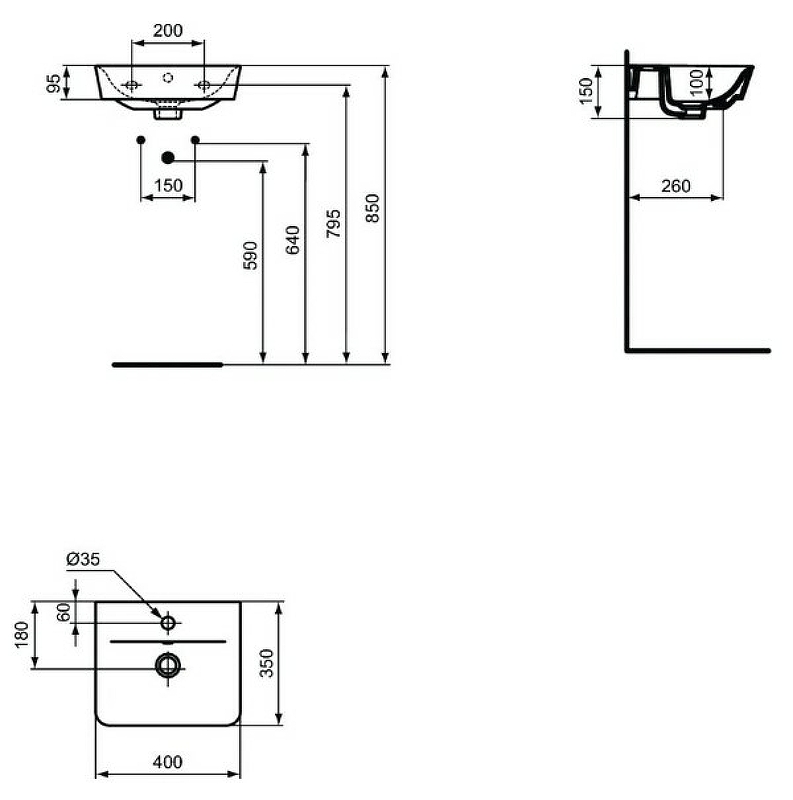 Раковина Ideal Standard Connect Air 40 E0307V3 Черный шелк от магазина ЛесКонПром.ру