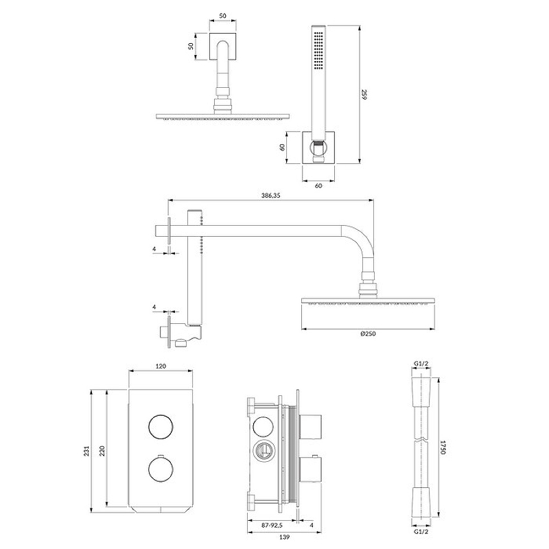 Душевая система Omnires Contour SYSCT11CR Хром от магазина ЛесКонПром.ру