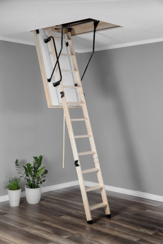 Чердачная деревянная лестница POLAR / POLAR LONG с люком 60Х140, H 280см  OMAN от магазина ЛесКонПром.ру