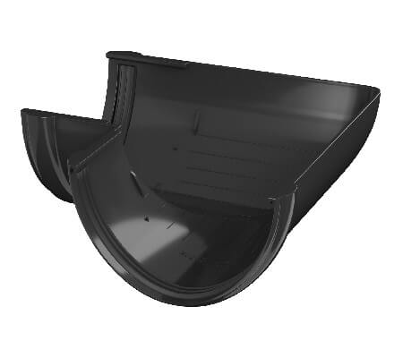 Угол желоба ТЕХНОНИКОЛЬ ПВХ 125/82, 90°, черный от магазина ЛесКонПром.ру