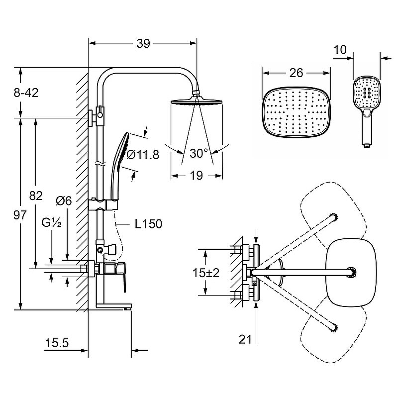 Душевая система Laguraty 17063 Хром от магазина ЛесКонПром.ру