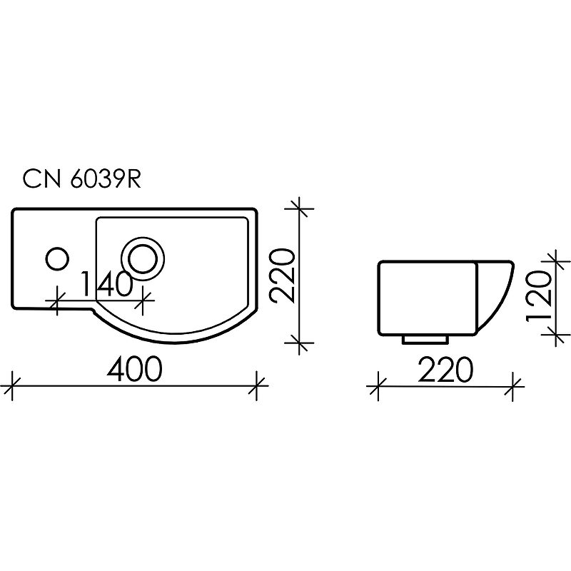 Раковина Ceramica Nova Element 40 R CN6039R Белая от магазина ЛесКонПром.ру