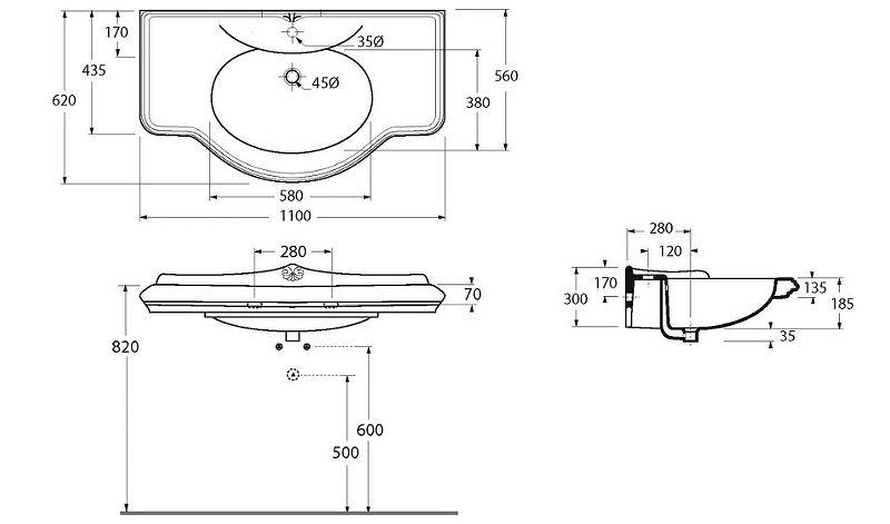 Раковина Migliore Impero 110 25725 Белая от магазина ЛесКонПром.ру