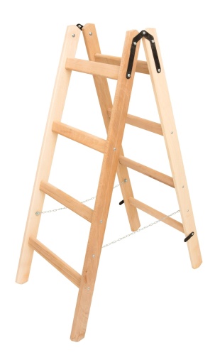Стремянка двухсторонняя деревянная с перекладинами Hoz-Block Маляр 2х4 ступени (арт. СДДМ-4) от магазина ЛесКонПром.ру