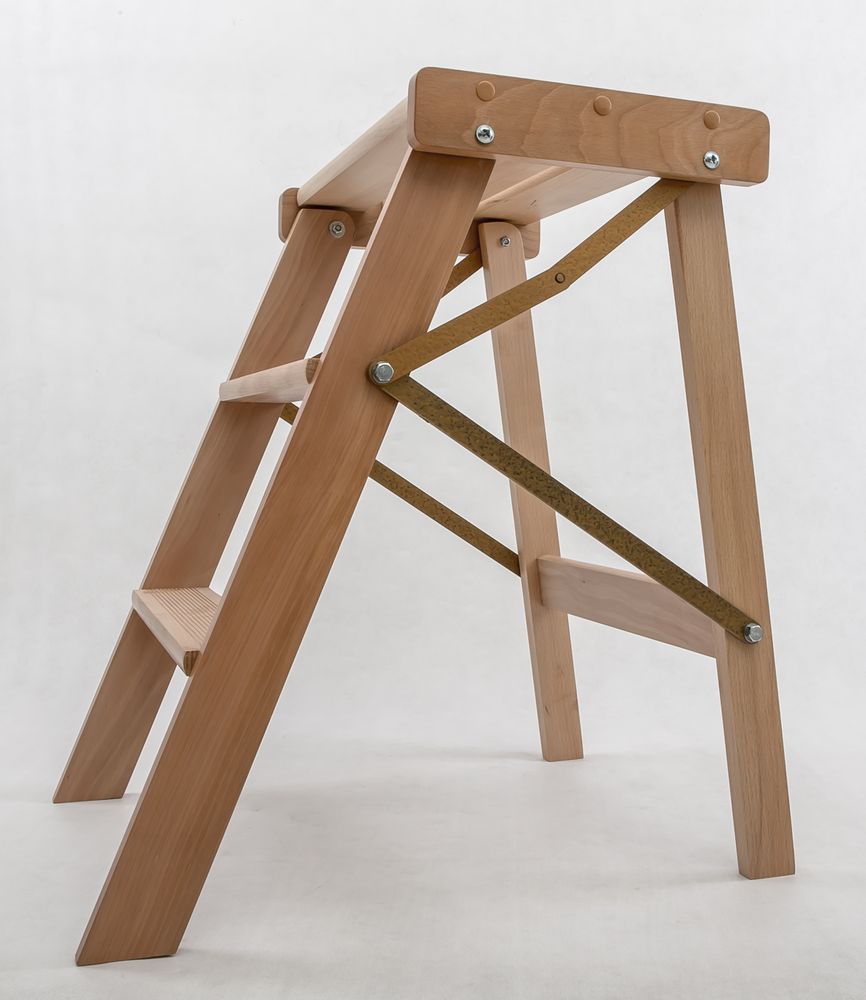 Стремянка-табурет деревянная Hoz-Block Джексон 3 ступени Светлая (арт. СДТД-3С) от магазина ЛесКонПром.ру