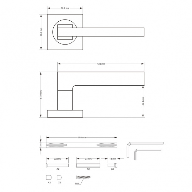 Ручки дверные NEODECO А61919 никель от магазина ЛесКонПром.ру