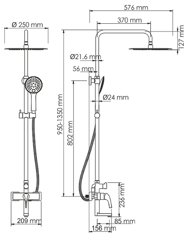 Душевая система WasserKRAFT Sauer A17101 Золото от магазина ЛесКонПром.ру