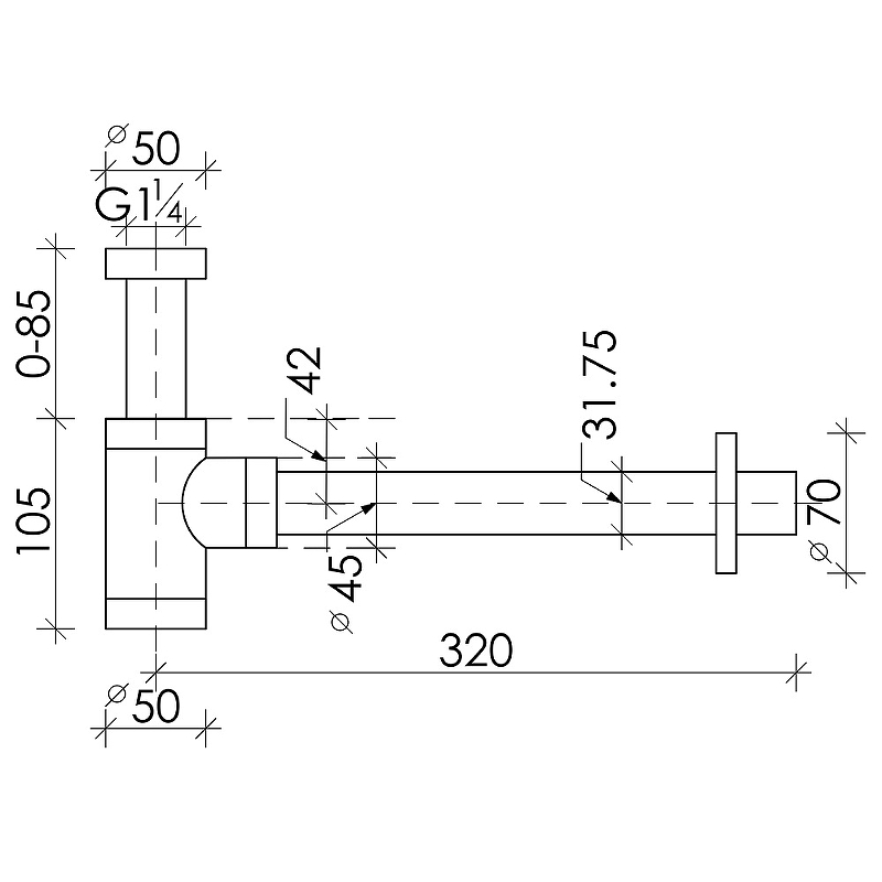 Сифон для раковины Ceramica Nova 70001CH Хром от магазина ЛесКонПром.ру