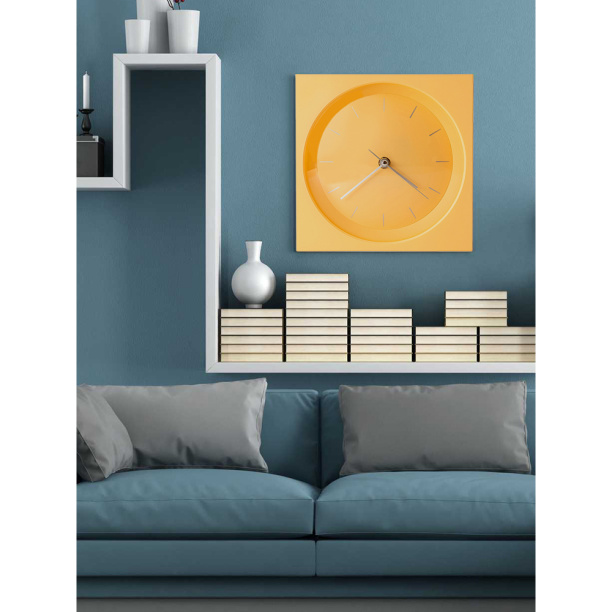 Часы настенные квадратные Желтые 20х20 см от магазина ЛесКонПром.ру