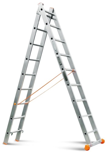 Двухсекционная алюминиевая лестница КЛАССИК 2х9 ступеней Эйфель от магазина ЛесКонПром.ру
