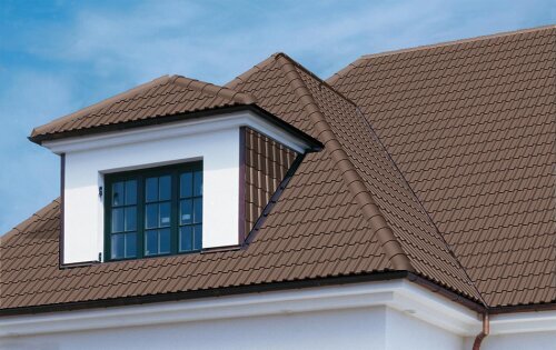 Черепица цементно-песчаная рядовая BRAAS Франкфурт коричневый от магазина ЛесКонПром.ру