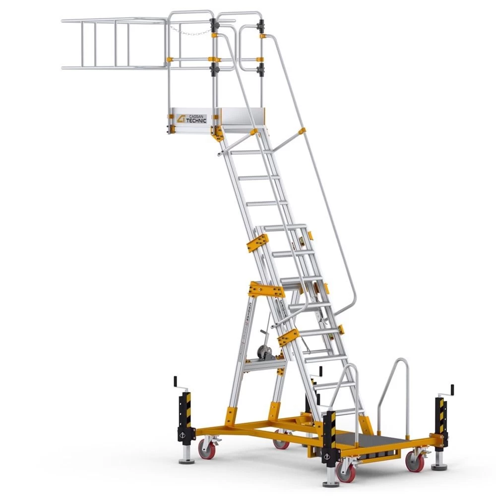 Алюминиевая промышленная платформа 8 ступеней CAGSAN односторонняя с регулировкой по высоте (арт.YP250) от магазина ЛесКонПром.ру