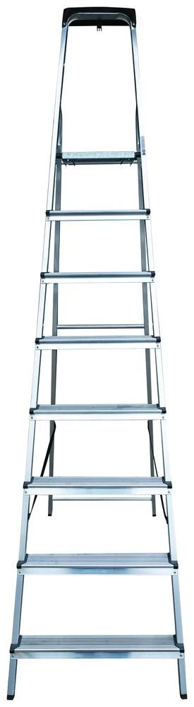 Стремянка алюминиевая с широкой ступенью и органайзером Новая Высота 8 ступеней (арт. 1118108) от магазина ЛесКонПром.ру