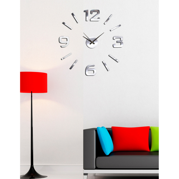 Часы-наклейки d35 см хром от магазина ЛесКонПром.ру