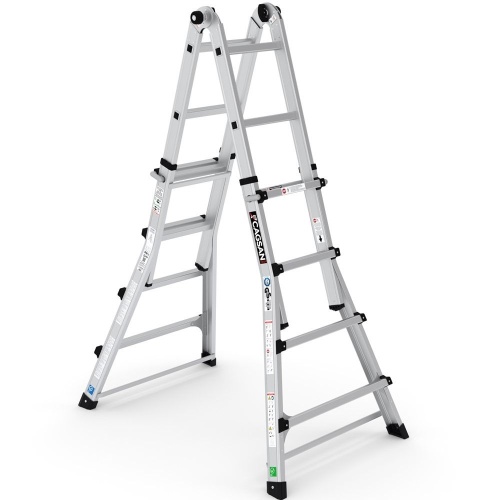 Многофункциональная алюминиевая 4х ступенчатая TELESKY  складная  лестница CAGSAN от магазина ЛесКонПром.ру
