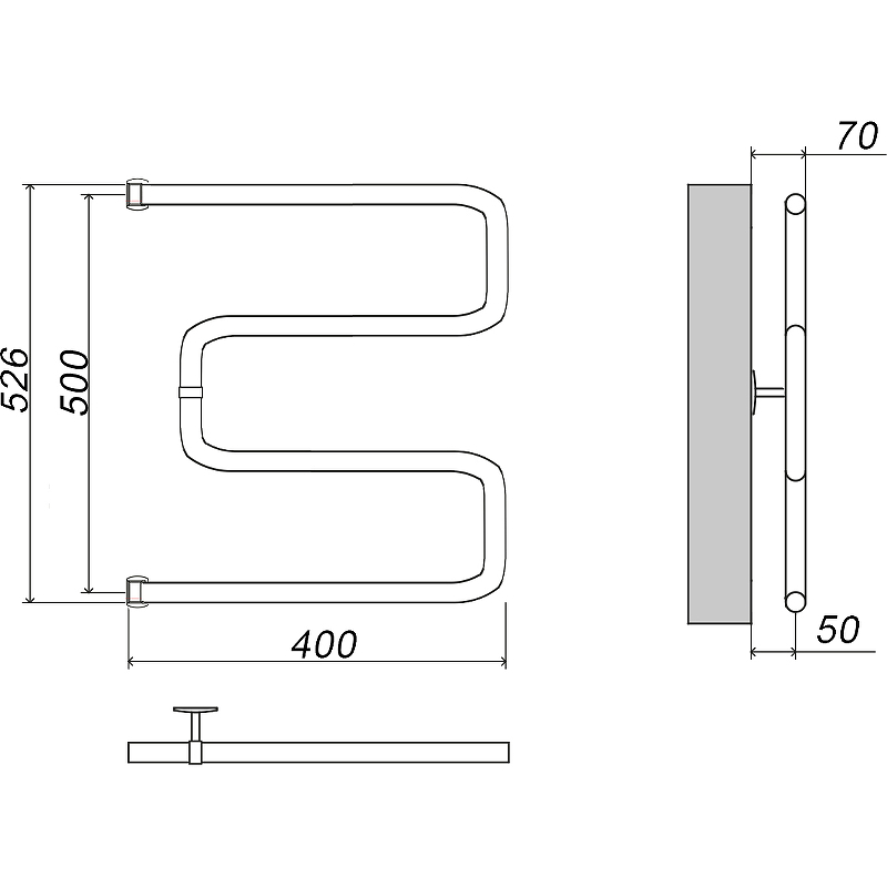 Водяной полотенцесушитель Grota Kamelo 500х400 Хром от магазина ЛесКонПром.ру
