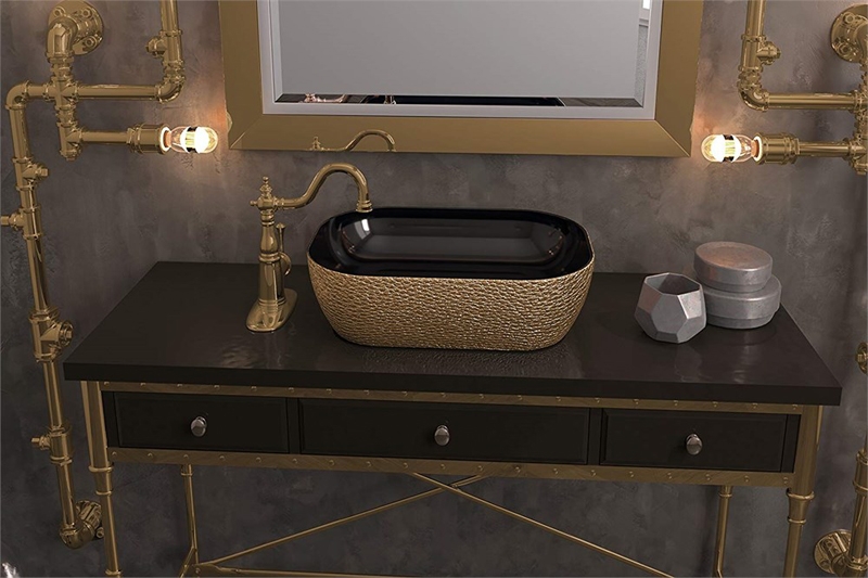 Раковина-чаша Mira 46 MR-4632BG Черная Золото от магазина ЛесКонПром.ру