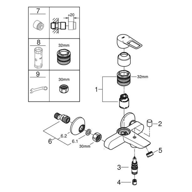 Смеситель для ванны GROHE Bauloop New от магазина ЛесКонПром.ру