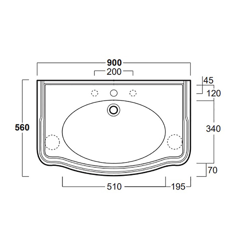 Раковина Simas Arcade 90 AR864bi*3 Белая от магазина ЛесКонПром.ру
