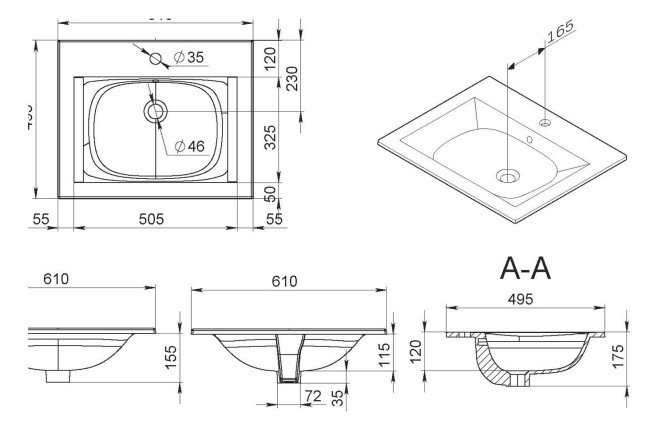 Раковина встраиваемая AM.PM Spirit 80529475 от магазина ЛесКонПром.ру