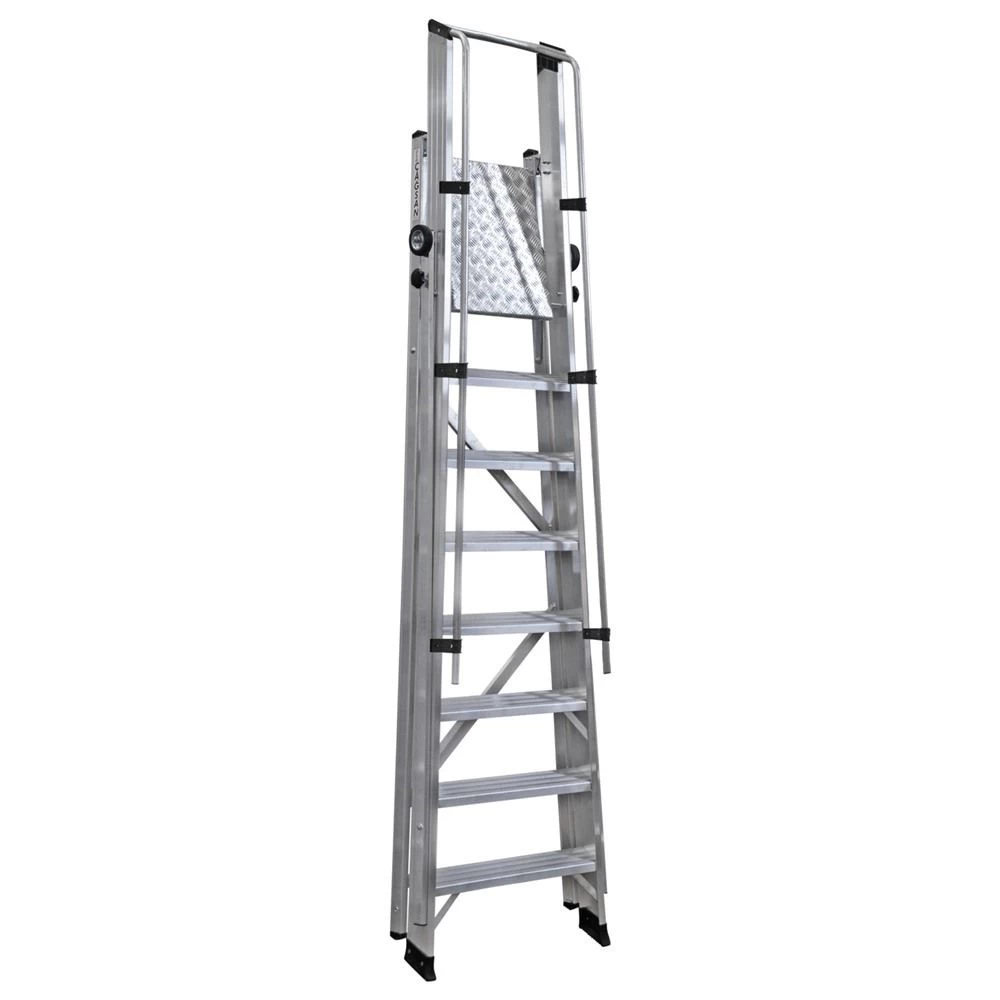 Складская профессиональная алюминиевая стремянка 8 ступеней CAGSAN арт.VE7 от магазина ЛесКонПром.ру