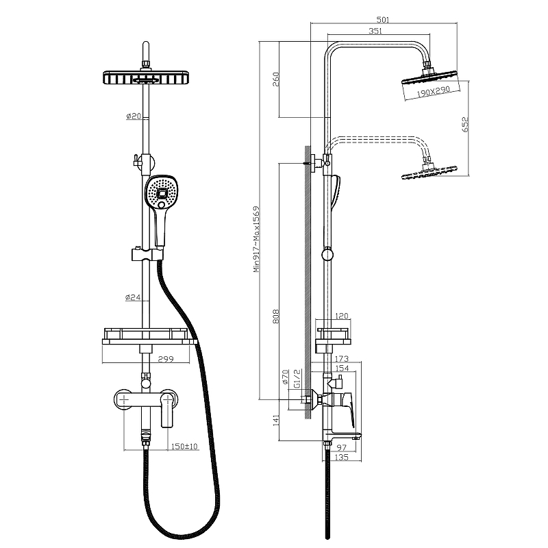 Душевая система Rossinka RS27-46 Хром от магазина ЛесКонПром.ру
