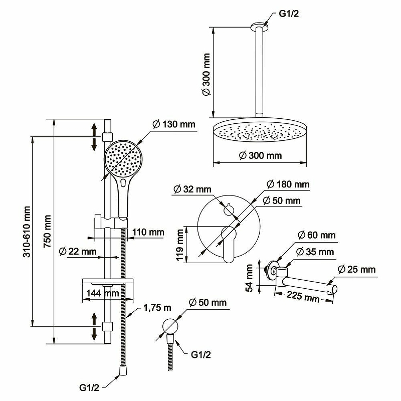Душевая система Swedbe Platta 5543 Хром от магазина ЛесКонПром.ру