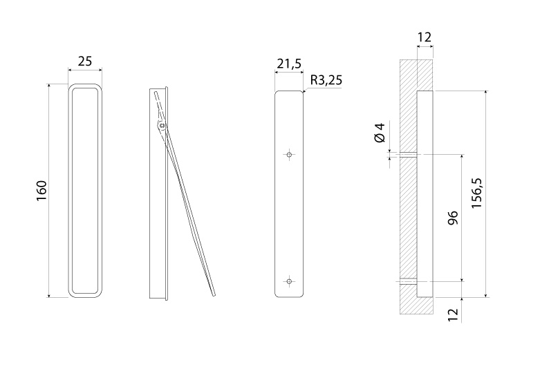 Ручка врезная мебельная Модель MN103 MN1032Z160G115 от магазина ЛесКонПром.ру