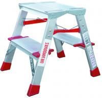 Стремянка алюминиевая двухсторонняя профессиональная с широкой ступенью Новая Высота 2 ступени (арт. 3127202) от магазина ЛесКонПром.ру