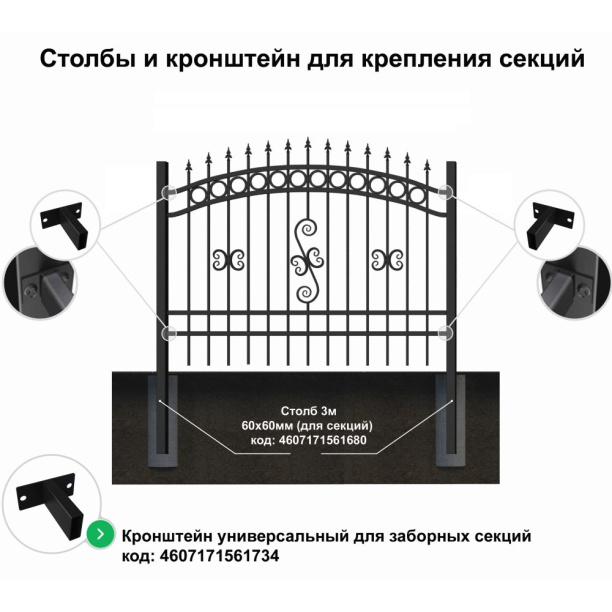 Секция ограждения Амея 1,25х2 м от магазина ЛесКонПром.ру