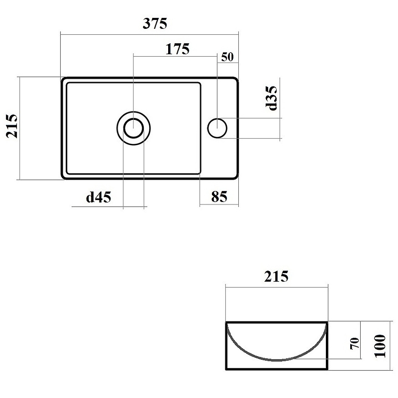 Раковина Bond 38 R S12-380R Белая глянцевая от магазина ЛесКонПром.ру
