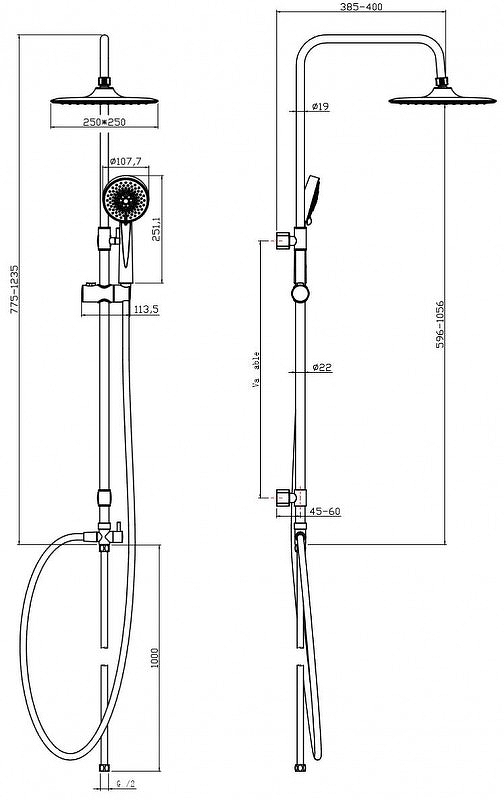 Душевая система Cersanit Neno 63477 Хром от магазина ЛесКонПром.ру